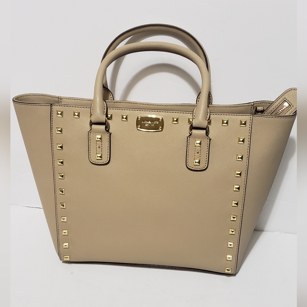 Michael Kors Beige Studded Tote Bag